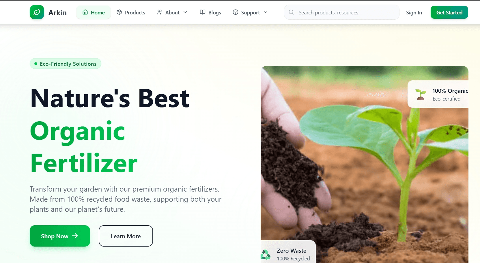 Arkin Website Screenshot